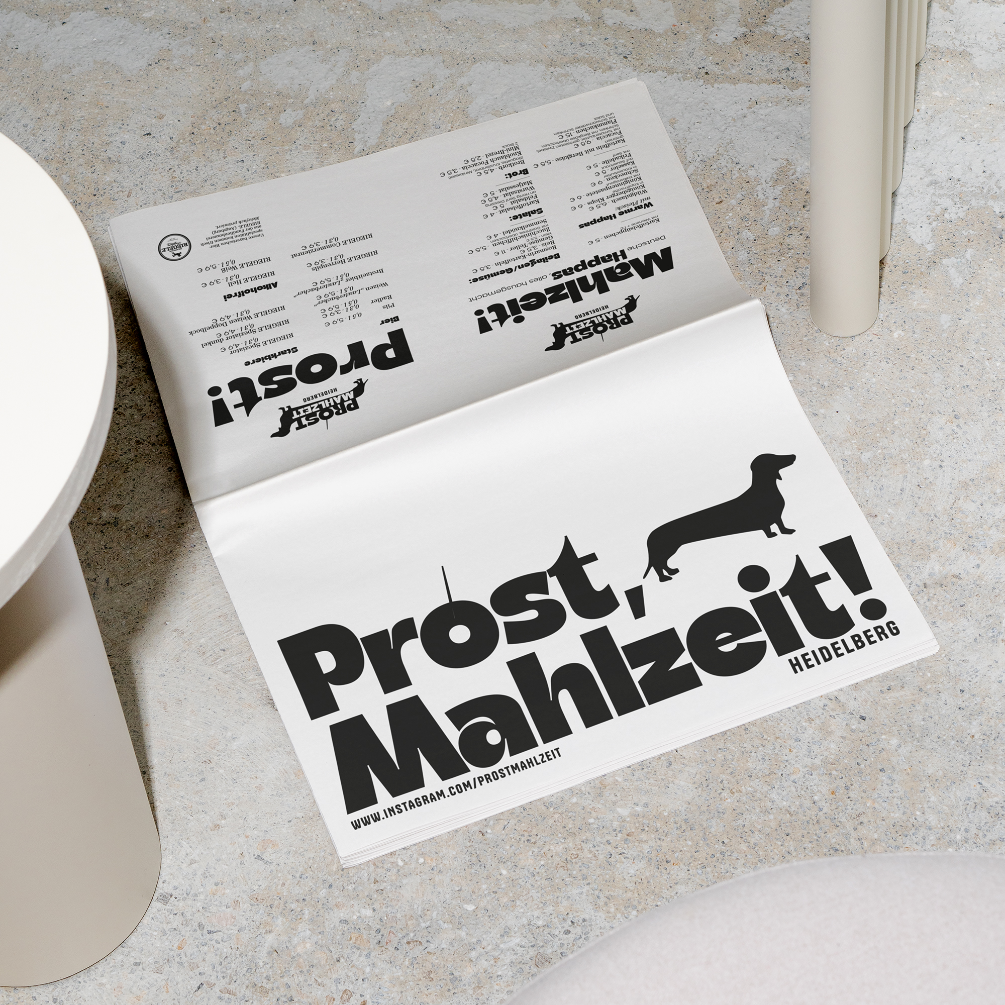 Speisekarte Prost Mahlzeit, Heidelberg / uc graphic